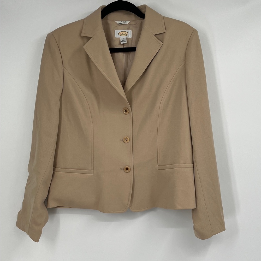 Talbots Classic Beige Italian Wool Blazer Size 12